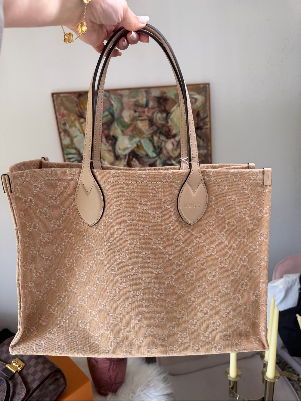 GUCCI DENIM OPHEDIA GG TOTE BAG LARGE - Picture 2 of 16